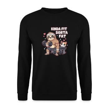 Plutôt en forme, un peu gros paresseux en haltérophilie - Sweat-shirt Unisexe - noir - Devant - Alina (178cm) & Michal (187cm)