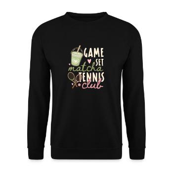 Club de tennis matcha rétro - Sweat-shirt Unisexe - noir - Devant - Alina (178cm) & Michal (187cm)