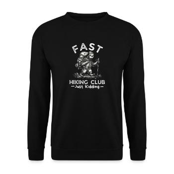 Fast Hiking Club Just Kidding Funny Sloth Hiker  - Unisex Sweatshirt - black - Front - Alina (178cm) & Michal (187cm)