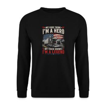Papa Camionneur USA Drapeau américain - Sweat-shirt Unisexe - noir - Devant - Alina (178cm) & Michal (187cm)