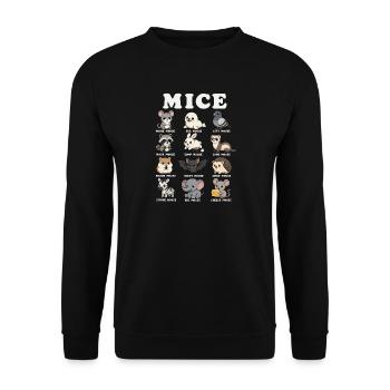  Mäuse Lustige Tierklassifikationsdiagramm Humor - Unisex Pullover - Schwarz - Vorne - Alina (178cm) & Michal (187cm)