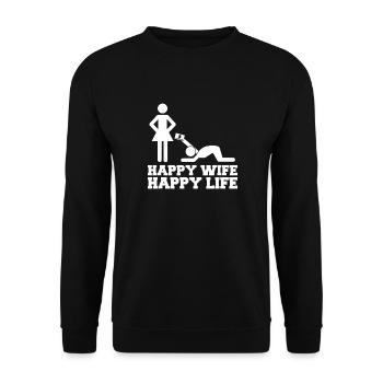 Happy Wife Happy Life Cartoon - Unisex Sweatshirt - black - Front - Alina (178cm) & Michal (187cm)