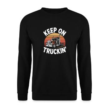 Chauffeur de camion Diesel Chauffeur de camion continue de rouler - Sweat-shirt Unisexe - noir - Devant - Alina (178cm) & Michal (187cm)