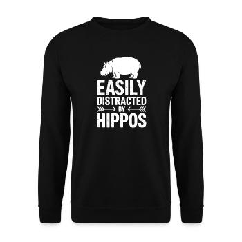 Hippopotamus Sayings Hippopotamus Joke Hippopotamus Gift - Unisex Sweatshirt - black - Front - Alina (178cm) & Michal (187cm)