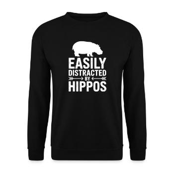 Hippopotamus Sayings Hippopotamus Joke Hippopotamus Gift - Unisex Sweatshirt - black - Front - Alina (178cm) & Michal (187cm)