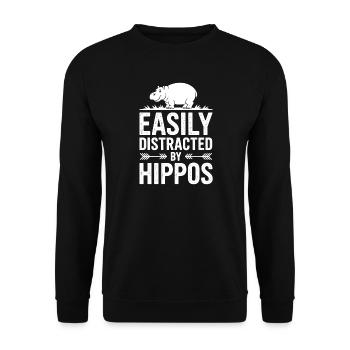 Hippopotamus Sayings Hippopotamus Joke Hippopotamus Gift - Unisex Sweatshirt - black - Front - Alina (178cm) & Michal (187cm)