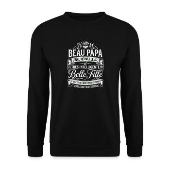 Cadeau Beau Papa Belle Fille Humour - Sweat-shirt Unisexe - noir - Devant - Alina (178cm) & Michal (187cm)