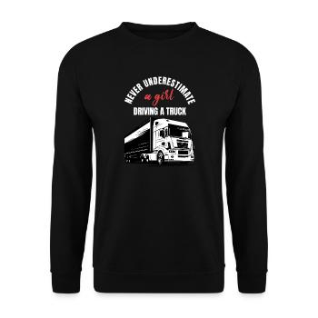 Trucker Girl Power - Unisex Pullover - Schwarz - Vorne - Alina (178cm) & Michal (187cm)