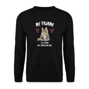 Maine Coon Pyjama - Unisex Pullover - Schwarz - Vorne - Alina (178cm) & Michal (187cm)