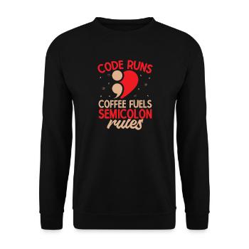 Préventive du suicide en point-virgule Carburant du café - Sweat-shirt Unisexe - noir - Devant - Alina (178cm) & Michal (187cm)