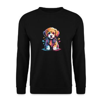 Chiot caniche avec un casque - Sweat-shirt Unisexe - noir - Devant - Alina (178cm) & Michal (187cm)