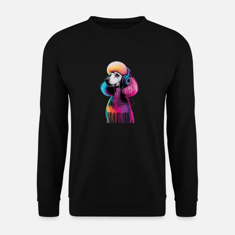 Poodle with headphones - Unisex Sweatshirt - black