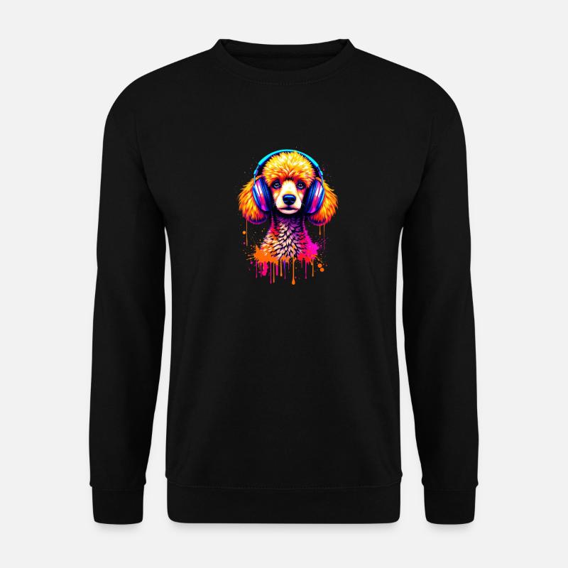 Caniche avec un casque - Sweat-shirt Unisexe - noir
