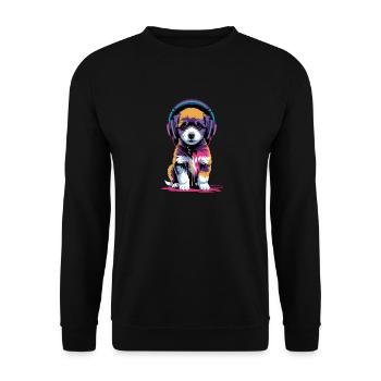 Chiot caniche avec un casque - Sweat-shirt Unisexe - noir - Devant - Alina (178cm) & Michal (187cm)
