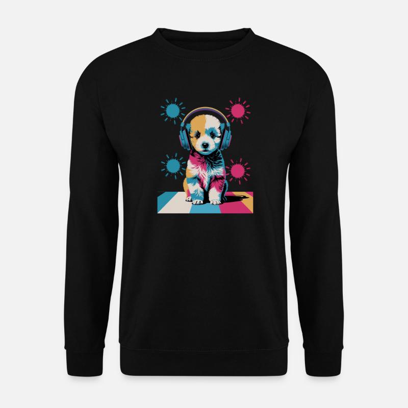 Poodle puppy with headphones - Unisex Sweatshirt - black