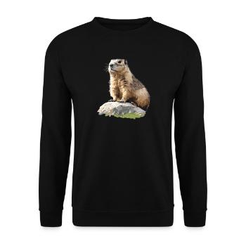 Murmeltiere Murmeltier - Unisex Pullover - Schwarz - Vorne - Alina (178cm) & Michal (187cm)