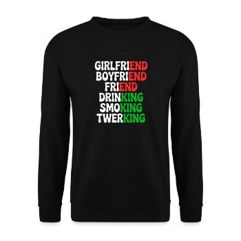 Ex petite amie King JGA Single Party Malle - Sweat-shirt Unisexe - noir - Devant - Alina (178cm) & Michal (187cm)