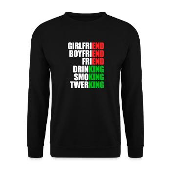 Ex petite amie King JGA Single Party Malle - Sweat-shirt Unisexe - noir - Devant - Alina (178cm) & Michal (187cm)