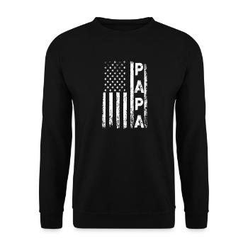 Papa Flag Grunge Emblem - Unisex Sweatshirt - black - Front - Alina (178cm) & Michal (187cm)