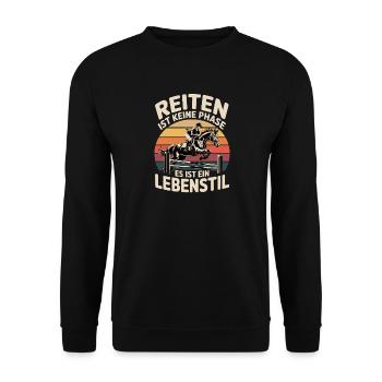 Reiten Ist Keine Phase Reiter Springreiten Pferd - Unisex Pullover - Schwarz - Vorne - Alina (178cm) & Michal (187cm)