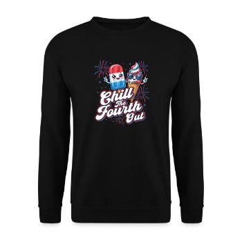 Chill The Fourth Out Patriotischer Humor - Unisex Pullover - Schwarz - Vorne - Alina (178cm) & Michal (187cm)