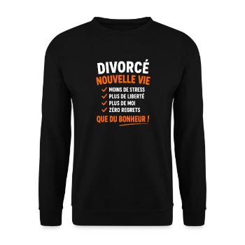 Divorcée Nouvelle Vie Liberté - Sweat-shirt Unisexe - noir - Devant - Alina (178cm) & Michal (187cm)