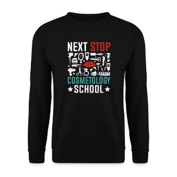Nächste Station Kosmetikschule - Unisex Pullover - Schwarz - Vorne - Alina (178cm) & Michal (187cm)
