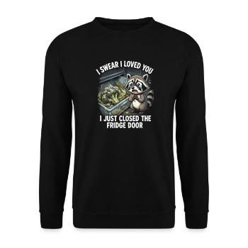 ADHS Waschbär Gemüsefach Kühlschrank Lustig - Unisex Pullover - Schwarz - Vorne - Alina (178cm) & Michal (187cm)