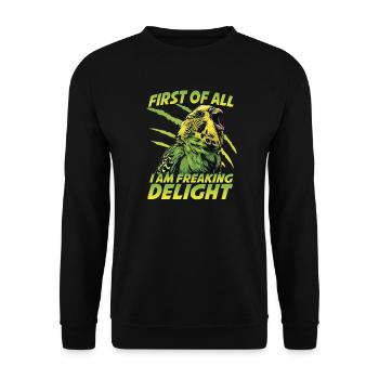 Welli Parrot Friend Parakeet Outfit Budgie - Unisex Sweatshirt - black - Front - Alina (178cm) & Michal (187cm)