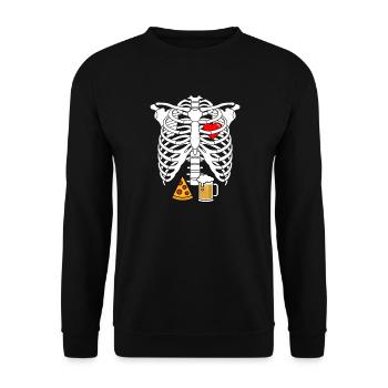 Dad Skeleton Halloween Beer Pizza Funny Pregnancy  - Unisex Sweatshirt - black - Front - Alina (178cm) & Michal (187cm)