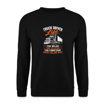 Chauffeur de camion, camionneur, camionneur, conducteur de camion diesel. - Sweat-shirt Unisexe - noir - Devant - Alina (178cm) & Michal (187cm)
