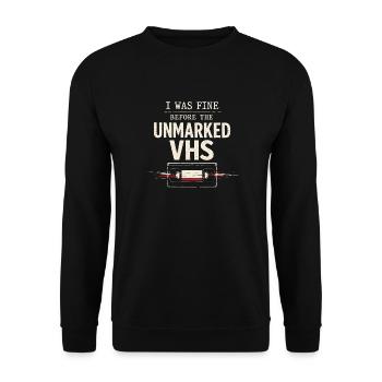 Verdächtige Videokassette | Retro Horror - Unisex Pullover - Schwarz - Vorne - Alina (178cm) & Michal (187cm)
