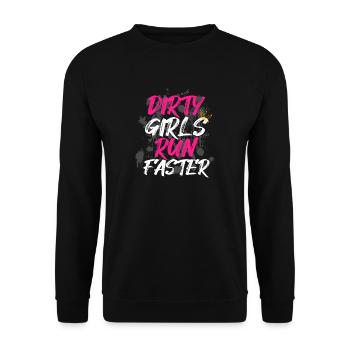 Dirty girls run faster Schlammlauf Mud Run - Unisex Pullover - Schwarz - Vorne - Alina (178cm) & Michal (187cm)