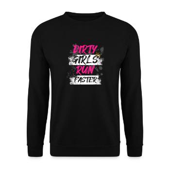 Dirty girls run faster Schlammlauf Mud Run - Unisex Pullover - Schwarz - Vorne - Alina (178cm) & Michal (187cm)