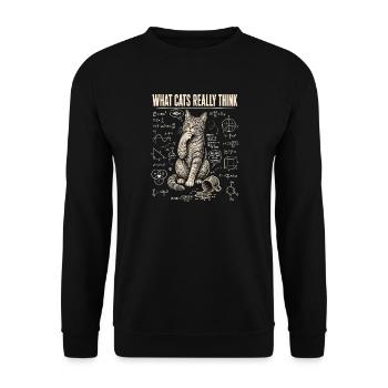 Cat What Cats Really Think Shirt - Unisex Sweatshirt - black - Front - Alina (178cm) & Michal (187cm)