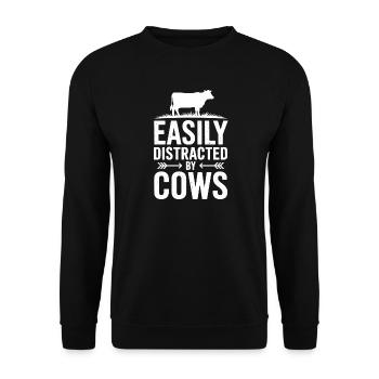 Kühe Sprüche Kuh Lustiges Kühe Geschenk - Unisex Pullover - Schwarz - Vorne - Alina (178cm) & Michal (187cm)