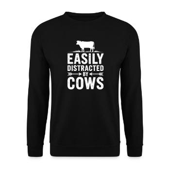 Kühe Sprüche Kuh Lustiges Kühe Geschenk - Unisex Pullover - Schwarz - Vorne - Alina (178cm) & Michal (187cm)