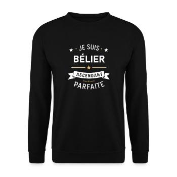 Bélier Ascendant Parfaite - Sweat-shirt Unisexe - noir - Devant - Alina (178cm) & Michal (187cm)