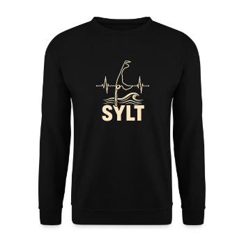 Sylt Inselherz am Meer Wellen - Unisex Pullover - Schwarz - Vorne - Alina (178cm) & Michal (187cm)