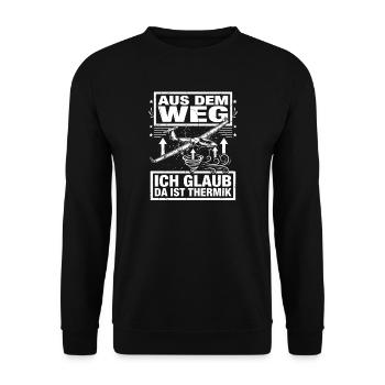 Ich Glaub Da ist Thermik Segelflieger - Unisex Pullover - Schwarz - Vorne - Alina (178cm) & Michal (187cm)