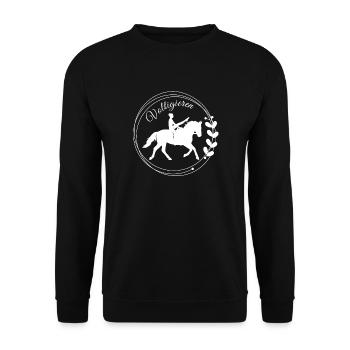 Voltigieren Mühle: Volti Pferdesport Pflichtübung - Unisex Pullover - Schwarz - Vorne - Alina (178cm) & Michal (187cm)