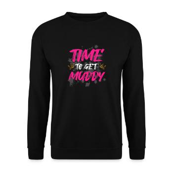 Time to get muddy Schlammlauf Mud Run Muddy Race - Unisex Sweatshirt - black - Front - Alina (178cm) & Michal (187cm)