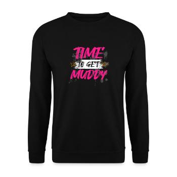 Time to get muddy Schlammlauf Mud Run Muddy Race - Unisex Pullover - Schwarz - Vorne - Alina (178cm) & Michal (187cm)