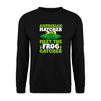 Attrapeur de grenouilles, Apparieur d’amphibiens, rencontrez la grenouille - Sweat-shirt Unisexe - noir - Devant - Alina (178cm) & Michal (187cm)