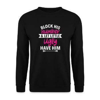 Bloque son numéro, laisse le petit moche l’avoir - Sweat-shirt Unisexe - noir - Devant - Alina (178cm) & Michal (187cm)