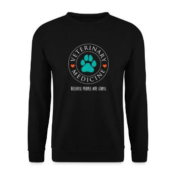 Veterinärpfotenabzeichen-T-Shirt - Unisex Pullover - Schwarz - Vorne - Alina (178cm) & Michal (187cm)