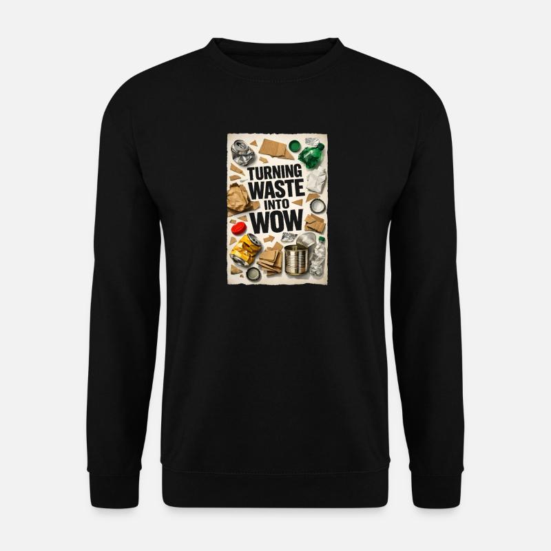 Abfall wird Wow | Upcycling Recycling - Unisex Pullover - Schwarz