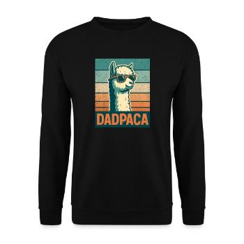 Retro Dadpaca Llama - Unisex Pullover - Schwarz - Vorne - Alina (178cm) & Michal (187cm)