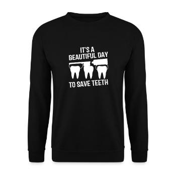 Save Teeth Day T-Shirt - Unisex Pullover - Schwarz - Vorne - Alina (178cm) & Michal (187cm)