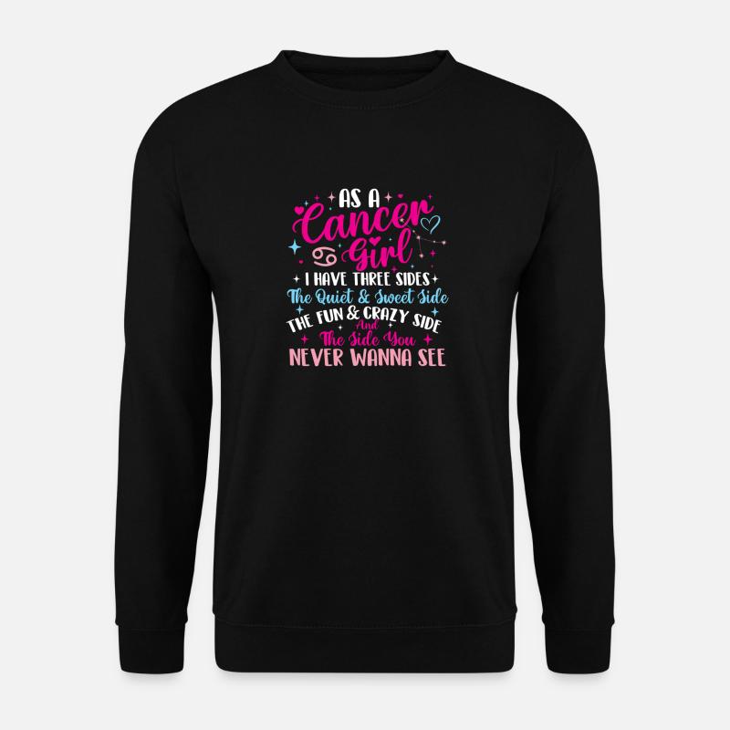 Krebs-Mädchen Drei-Seiten-Tierkreis - Unisex Pullover - Schwarz